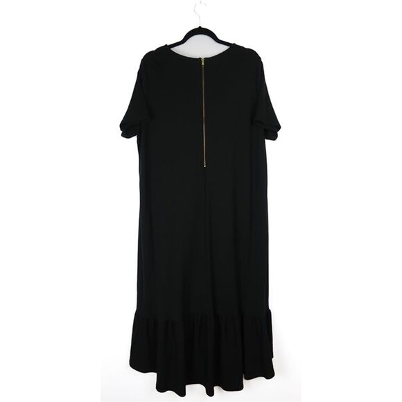 Asos Curve Womens T-Shirt Midi Dress‎ Size 16 Black Drop Hem Minimalist Neutral - Picture 2 of 4